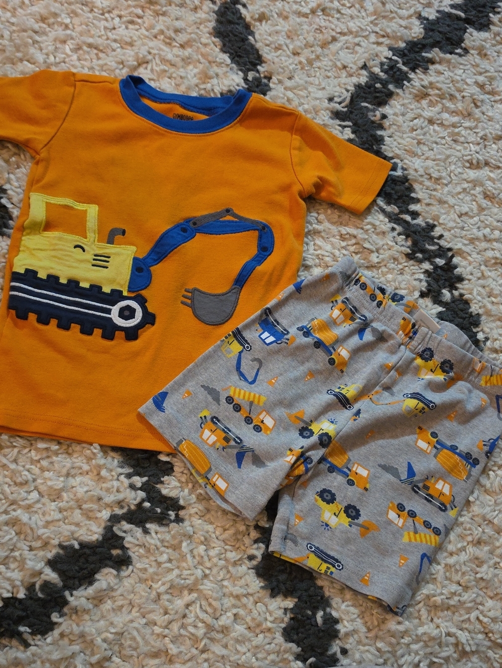 Gymboree Orange and Blue Construction Excavator Pajama Set